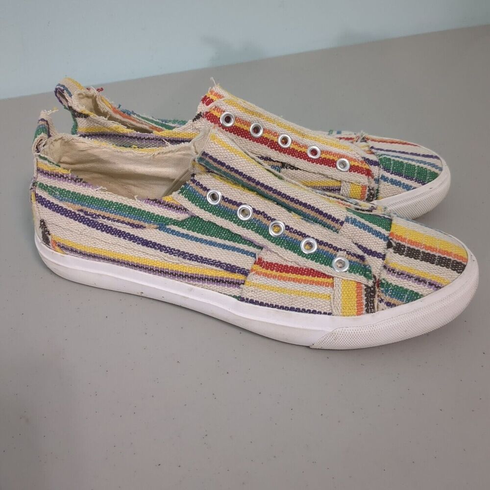 Corkys Women's Babalu Striped Rainbow Slip on Casual Sneakers - Women's 9